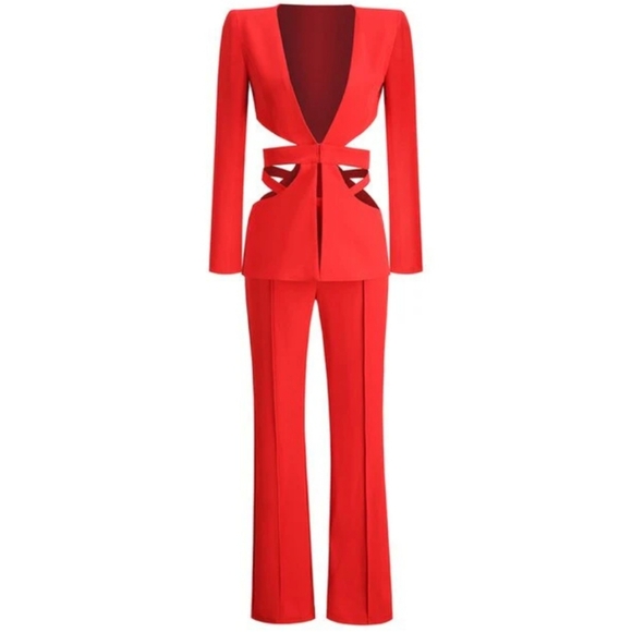 ✨️NWT✨️ Red Pants Power Suit w/ Cutout Blazer (Medium) - Picture 3 of 16